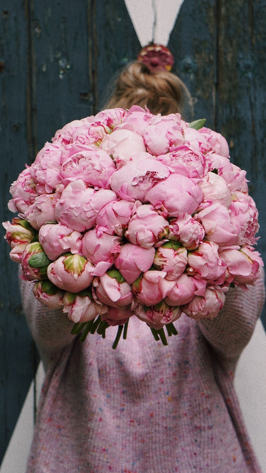 Großer Strauß rosa Pfingstrosen der Sorte Sarah Bernhardt